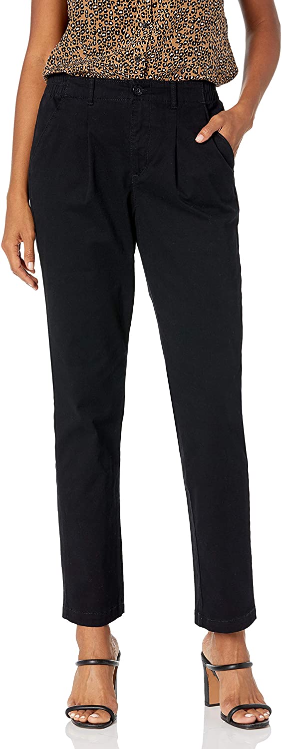 Gloria Vanderbilt Womens Rear Elastic High Waist Pleated Chino Pants