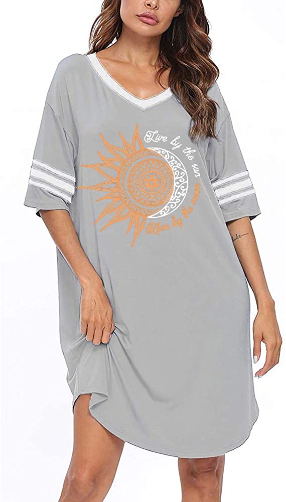 KAMONG Sleep Shirts for Women Oversized Novelty Night Shirts V