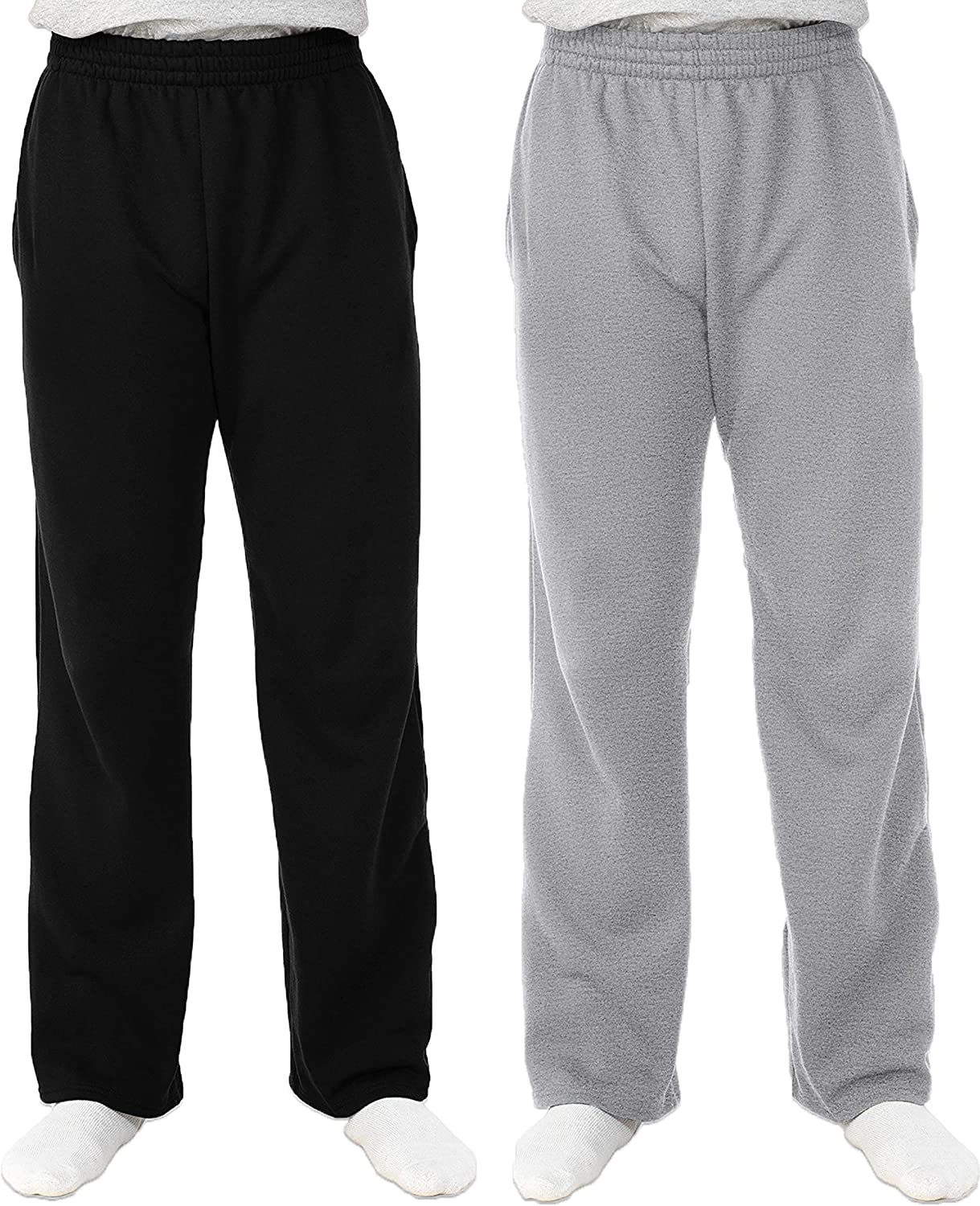Men's Medium Weight Fleece Open Bottom Sweatpants with Pockets, Heather  Grey M, 1 Pack