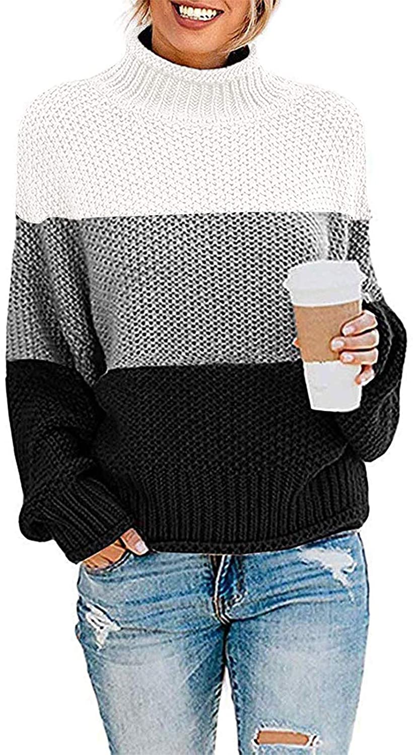 thumbnail 12  - ZESICA Women&#039;s Turtleneck Batwing Sleeve Loose Oversized Chunky Knitted Pullover