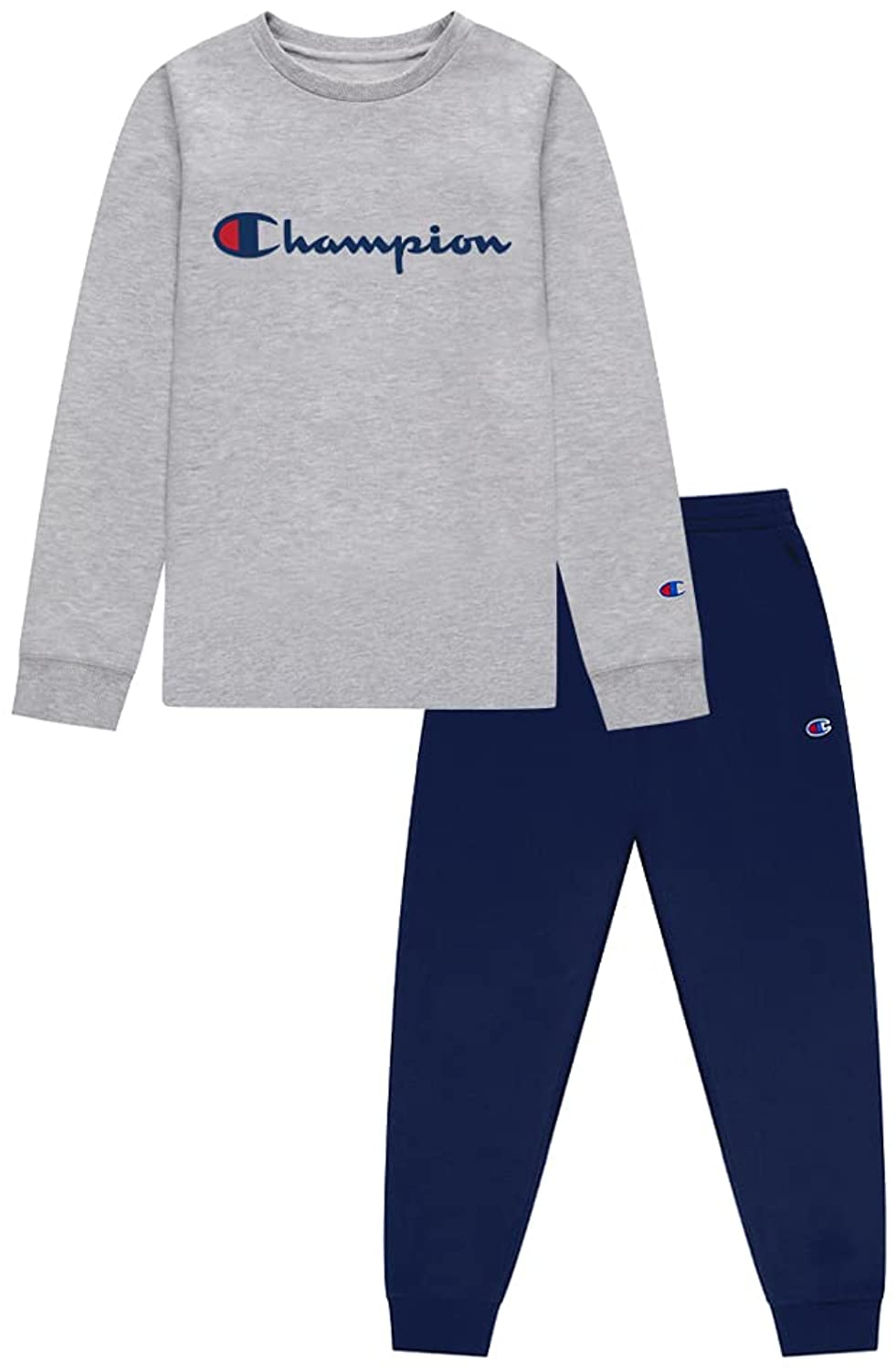 Champion Boys Two Piece Classic Core Colors Hooded And Crewneck Sweatshirt And Fleece Jogger Sweatpants Infant Toddler Sets 