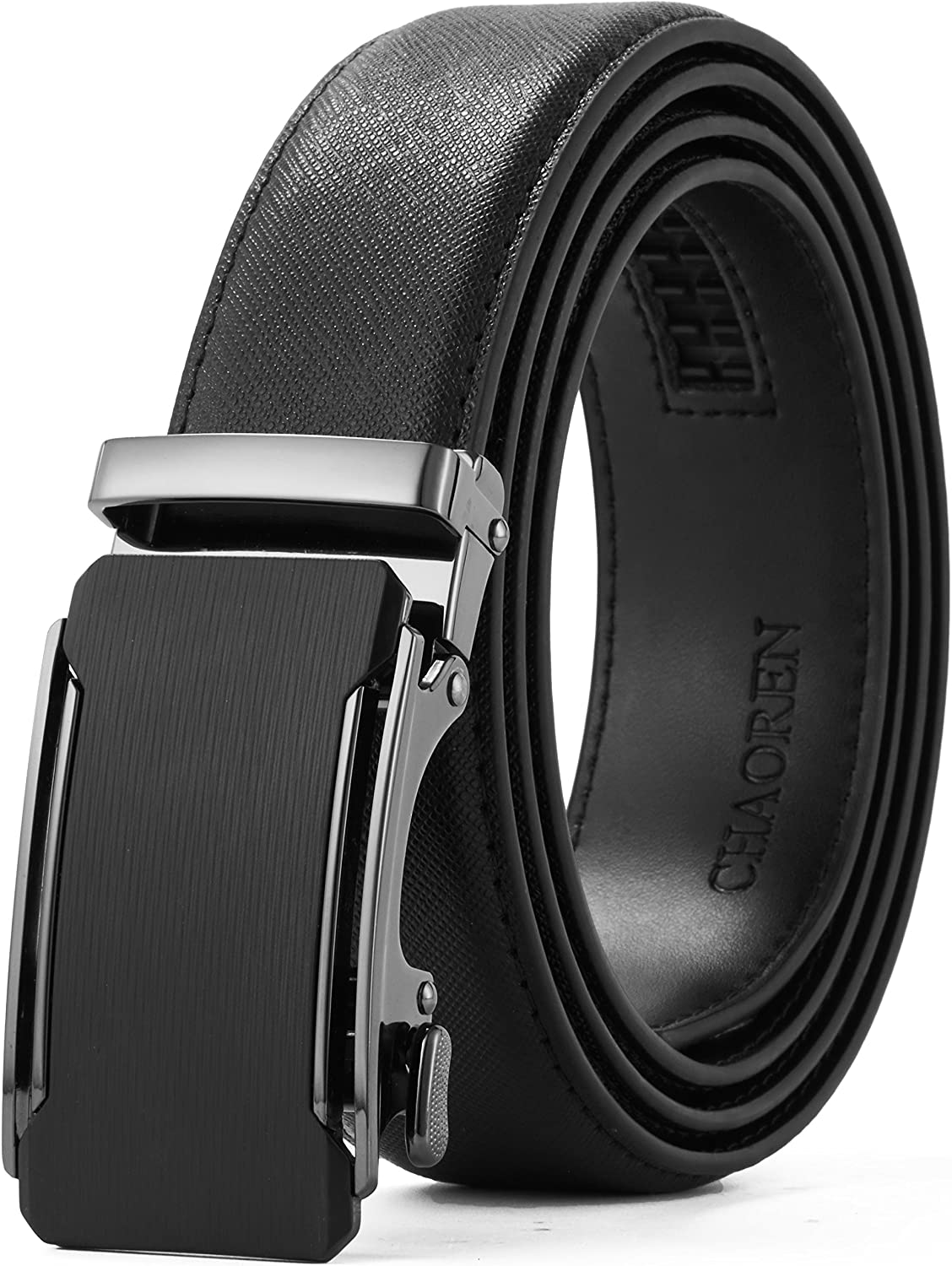 Chaoren Leather Ratchet Dress Belt 1 3/8 with Automatic Slide Belt ...