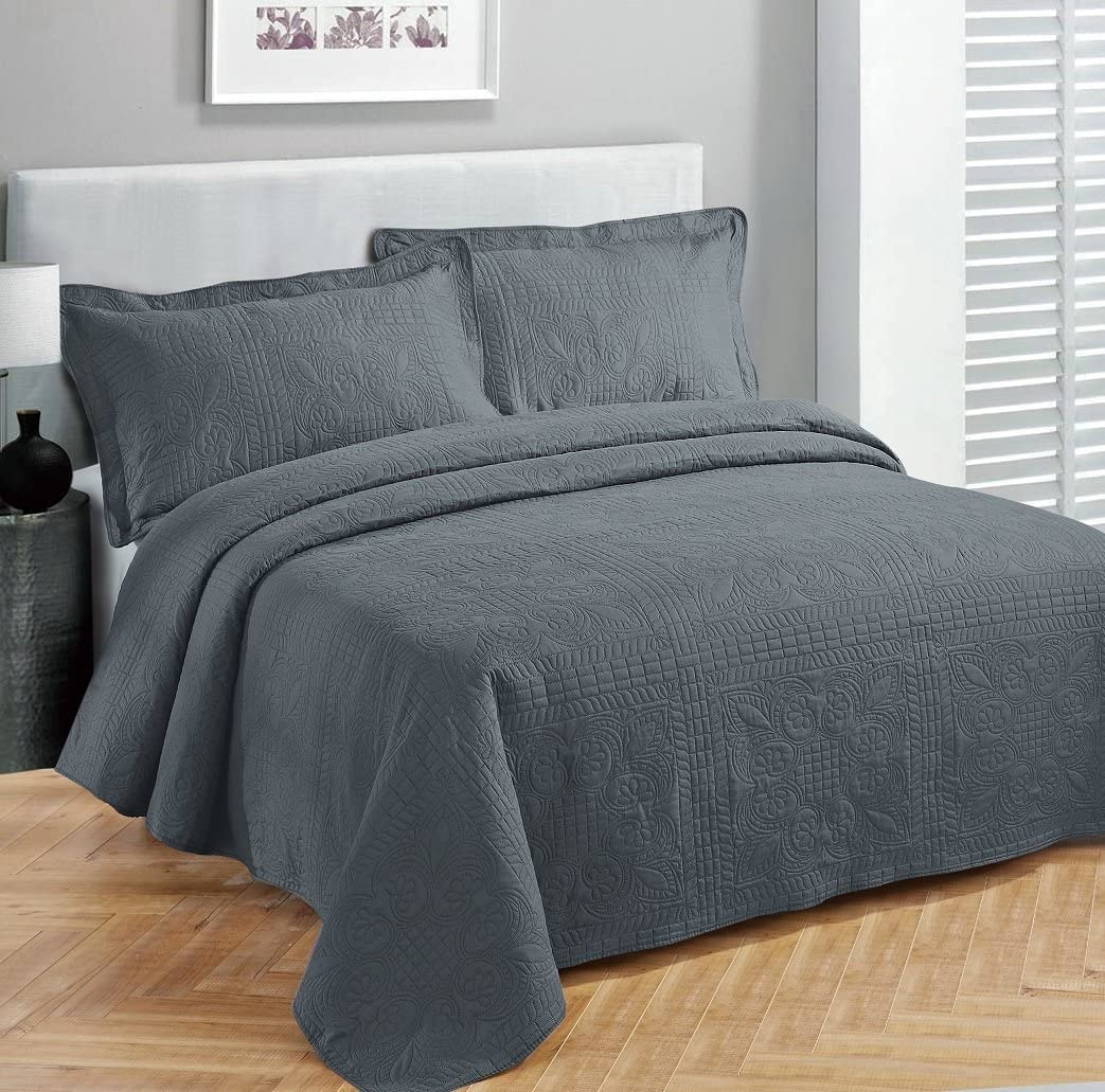 Sizes New Fancy Linen Oversize Luxury Embossed Bedspread Assorted Colors 