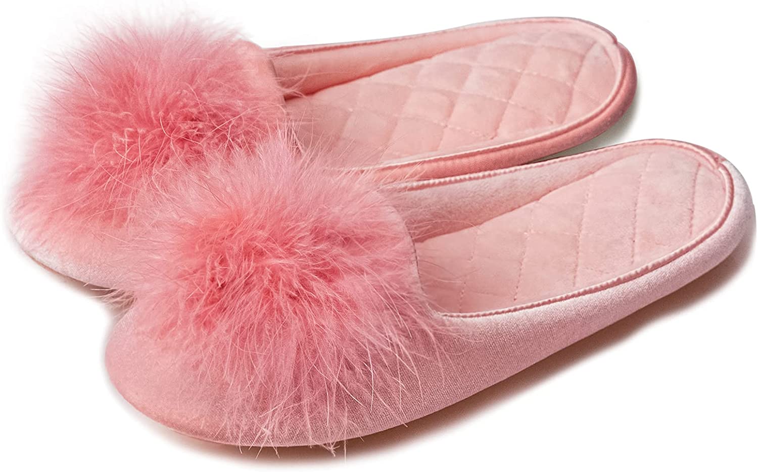 feather pom pom slippers