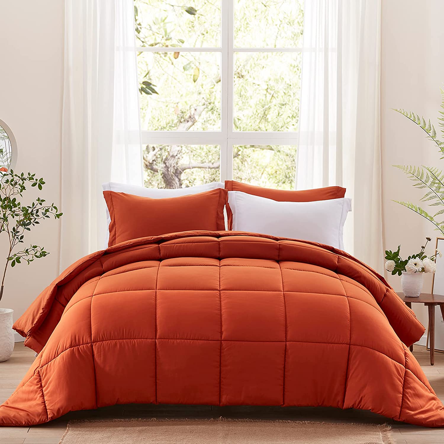  PERFEMET Burnt Orange King Comforter Set 3 Pieces