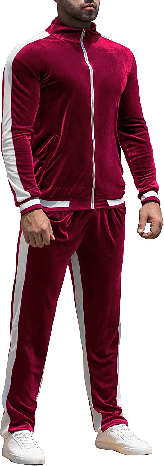 RPOVIG Velour Tracksuit Sweatsuit Velvet:Men's Jogging track suit