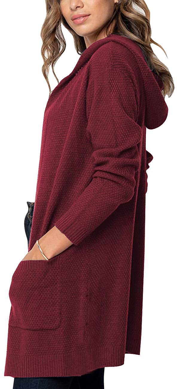 MEROKEETY Women's Long Sleeve Open Front Hoodie Knit Sweater Cardigan ...