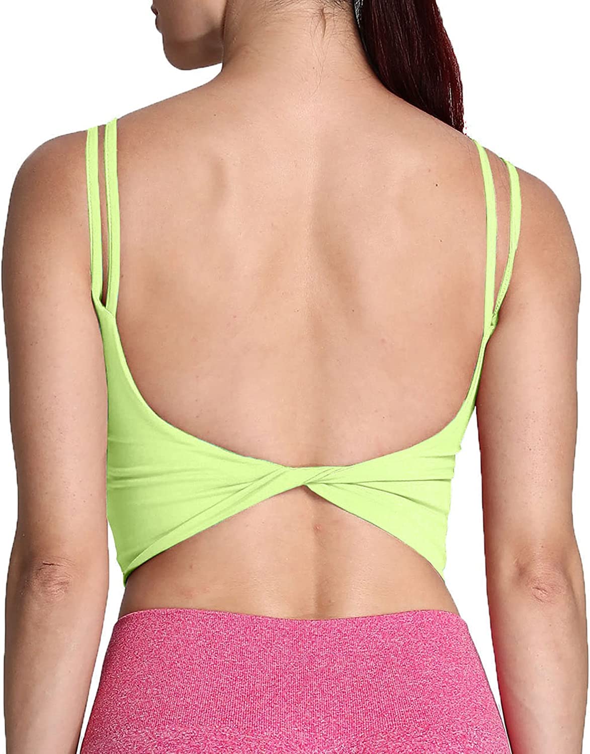 Aoxjox Women's Workout Sports Bras Fitness Backless Padded Halter