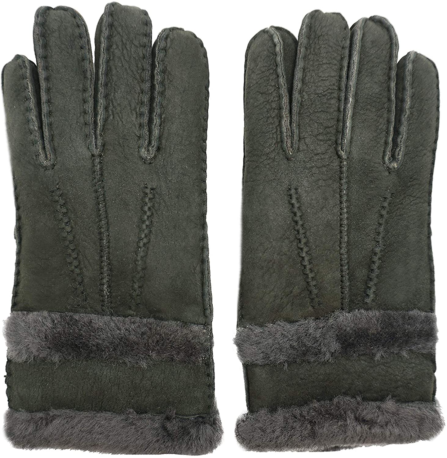YISEVEN Womens Merino Lambskin Shearling Leather Gloves Three Points 