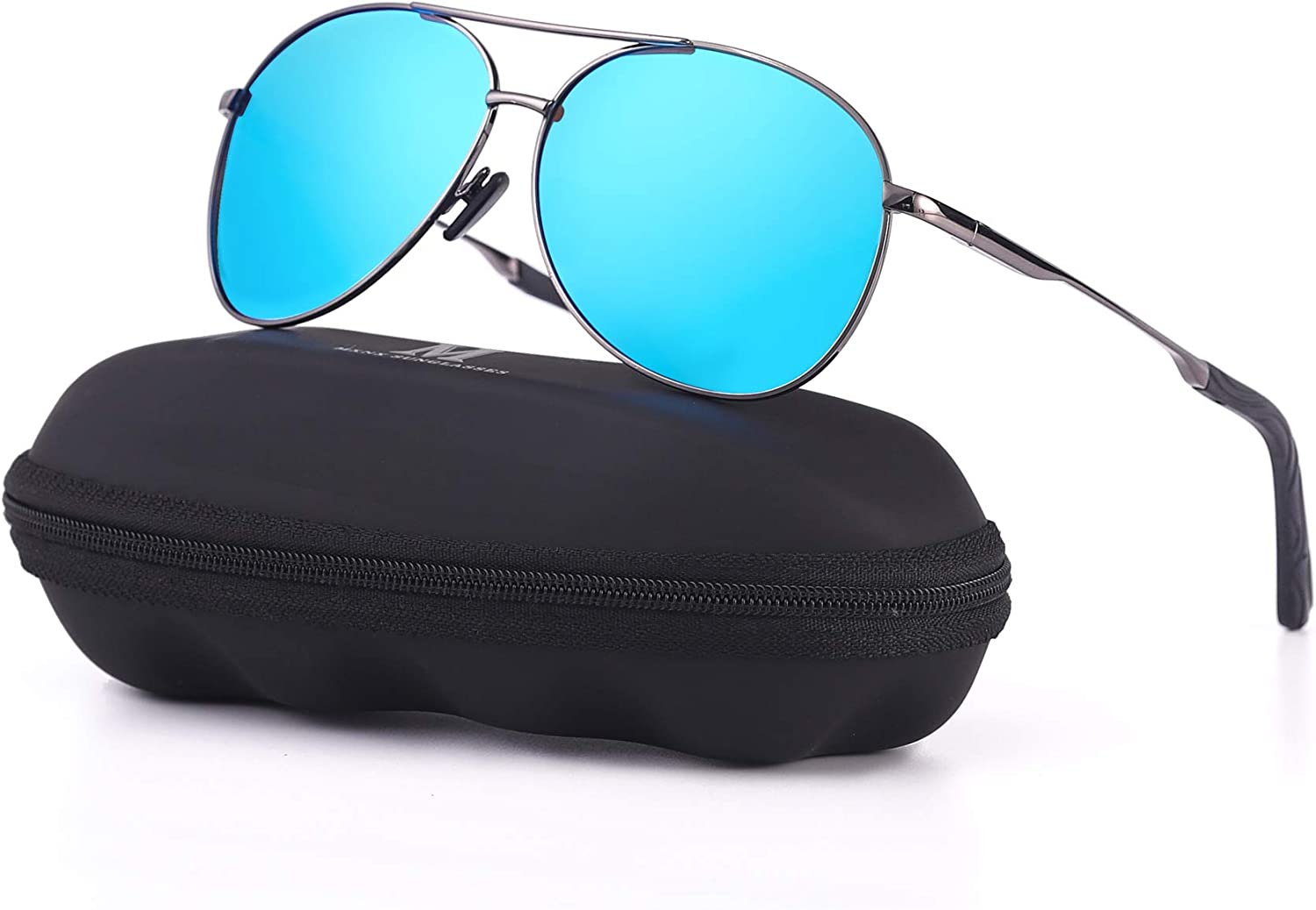 GetUSCart- Aviator Sunglasses for Men Polarized Women-MXNX UV Protection  Lightweight Driving Fishing Sports Mens Sunglasses MX208-(Black /Black Lens)