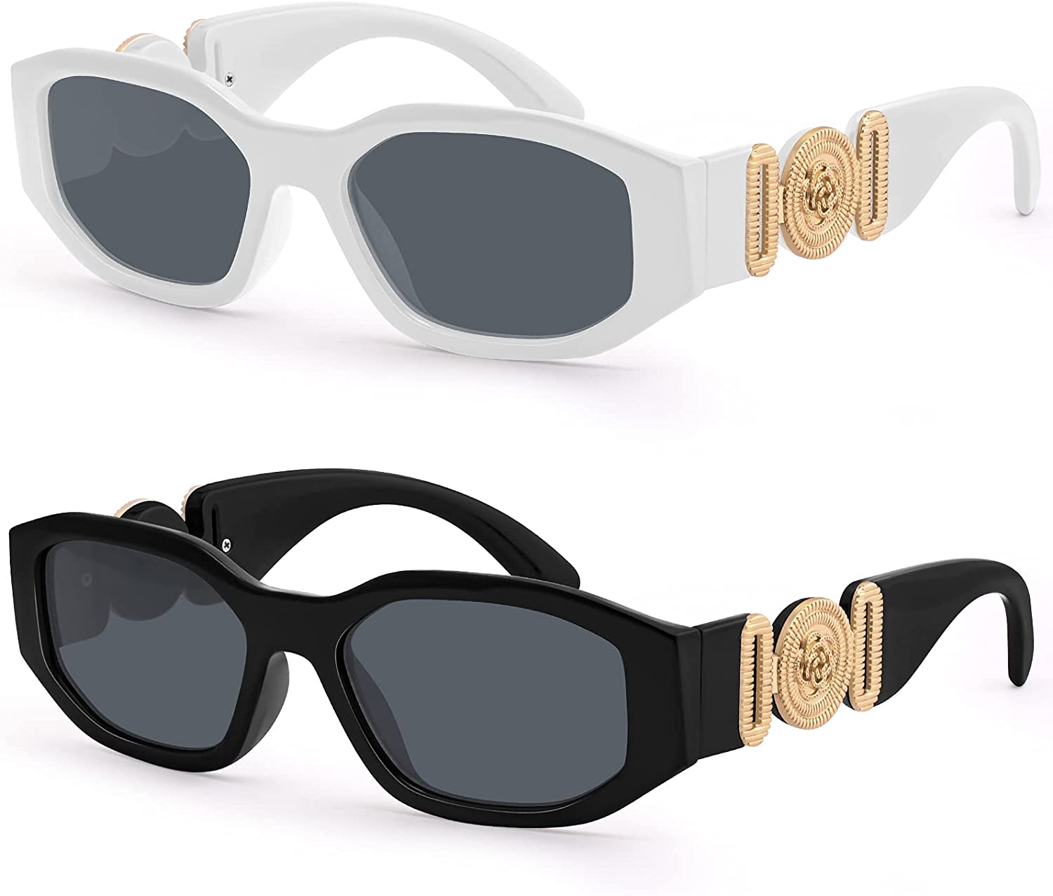 KUGUAOK Irregular Rectangle Sunglasses Women Trendy Design UV Protection  Small S