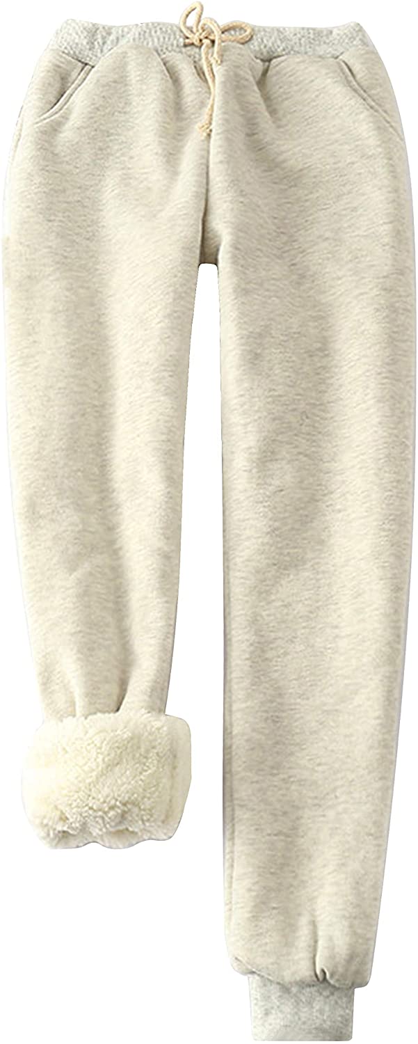 Yeokou Women's Winter Warm Athletic Sweatpants Sherpa Lined Joggers Fleece  Pants