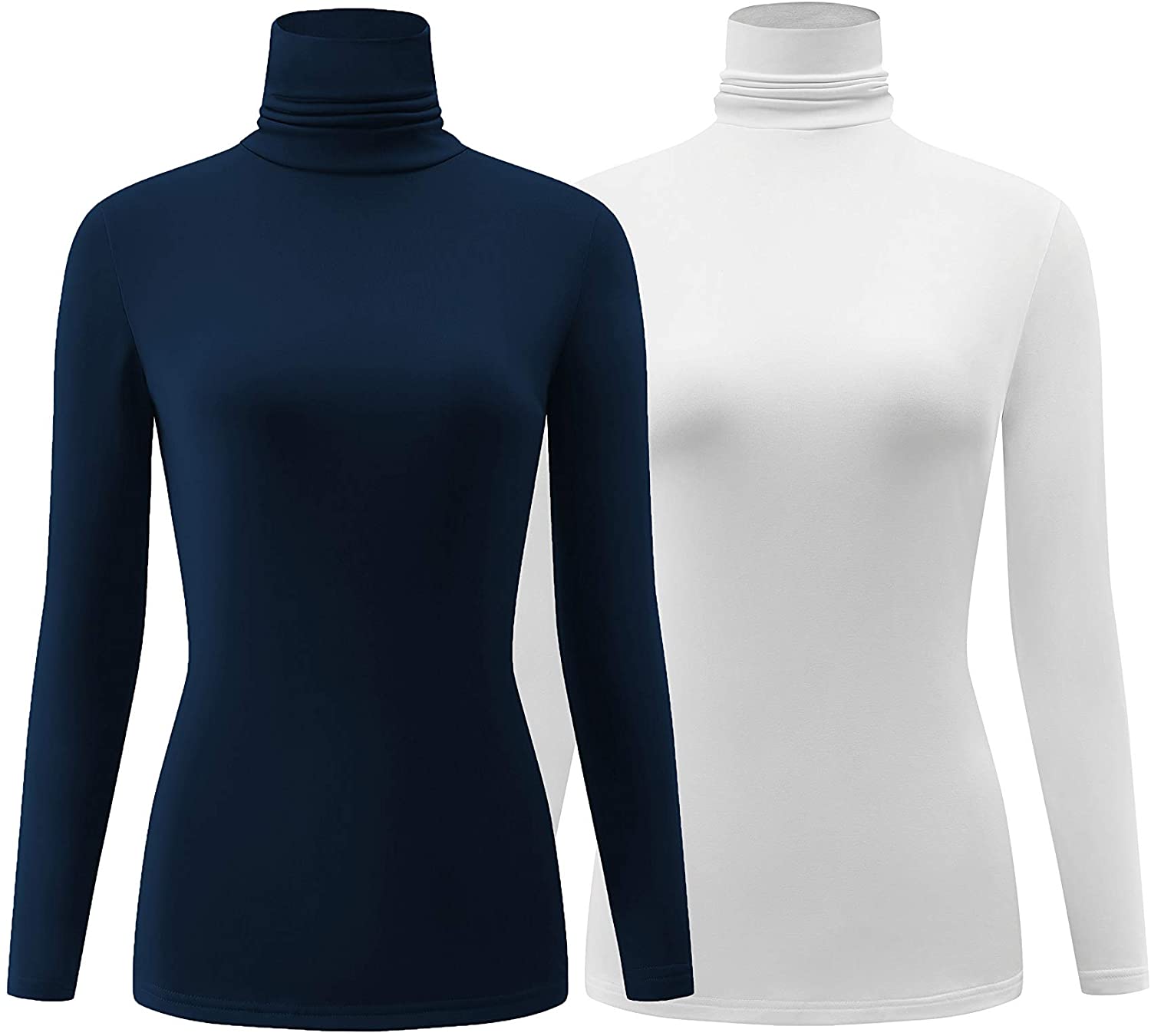 KLOTHO Casual Turtleneck Tops Lightweight Long Sleeve Soft Thermal Shirts for Women