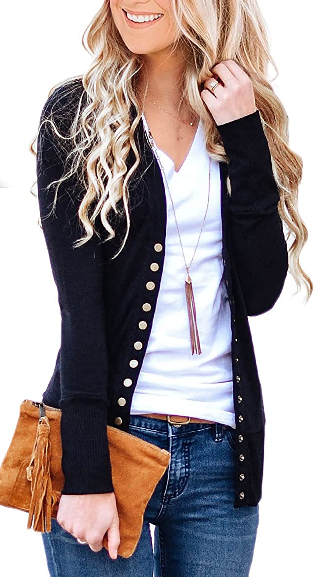 Women's v neck discount button down cardigan sweater