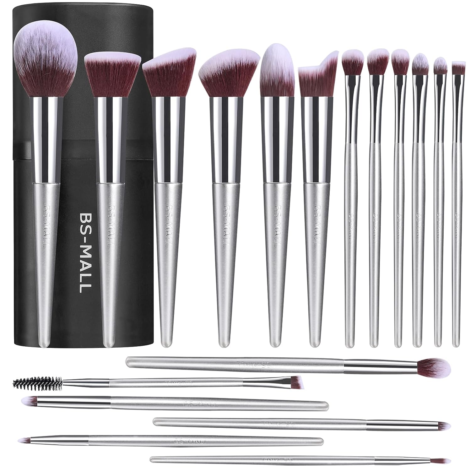 BS-MALL Makeup Brush Set 18 Pcs Premium Synthetic Foundation Powder  Concealers Eye shadows Blush Makeup Brushes with black case (A-Champagne)