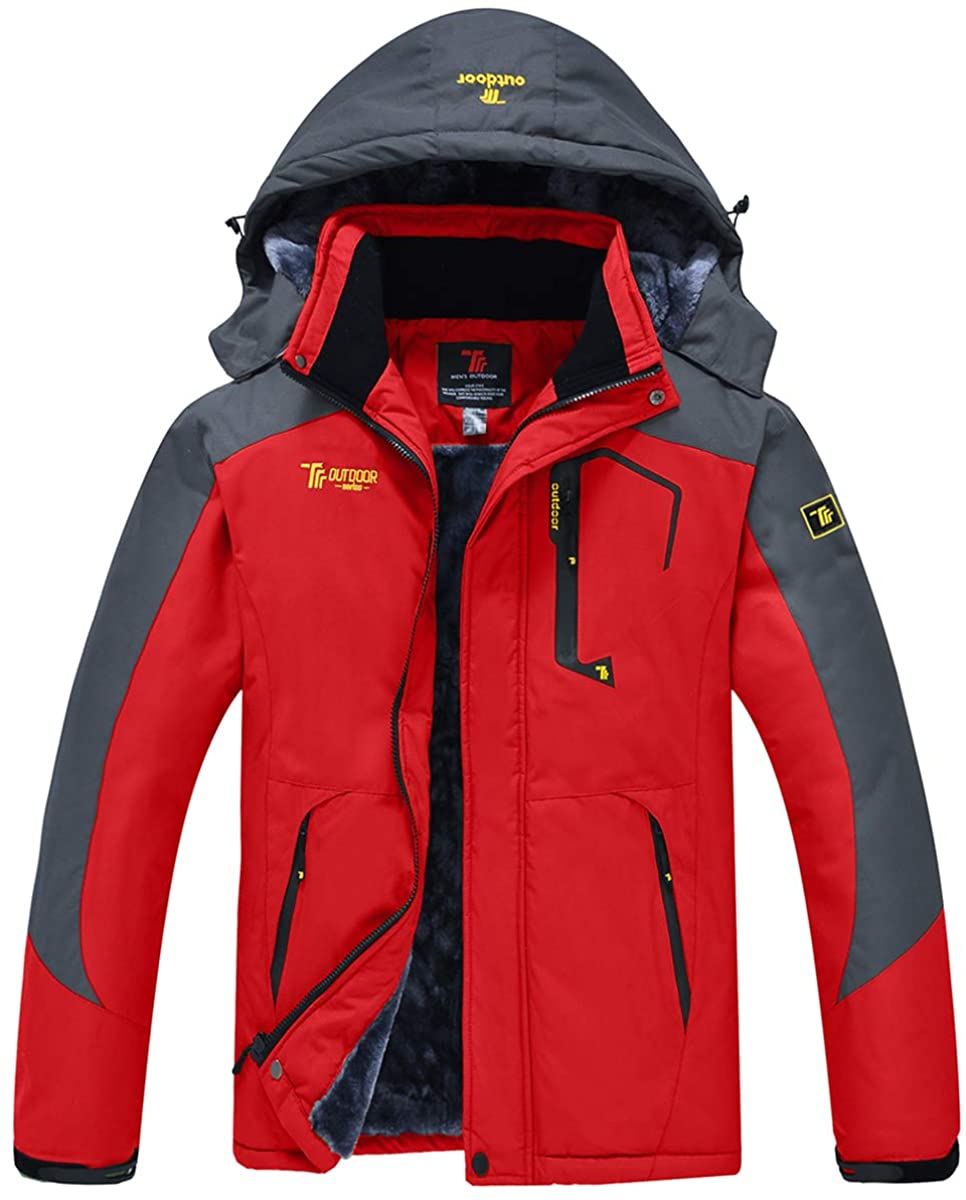 JINSHI Mens Mountain Waterproof Fleece Ski Jacket Windproof Rain Jacket 