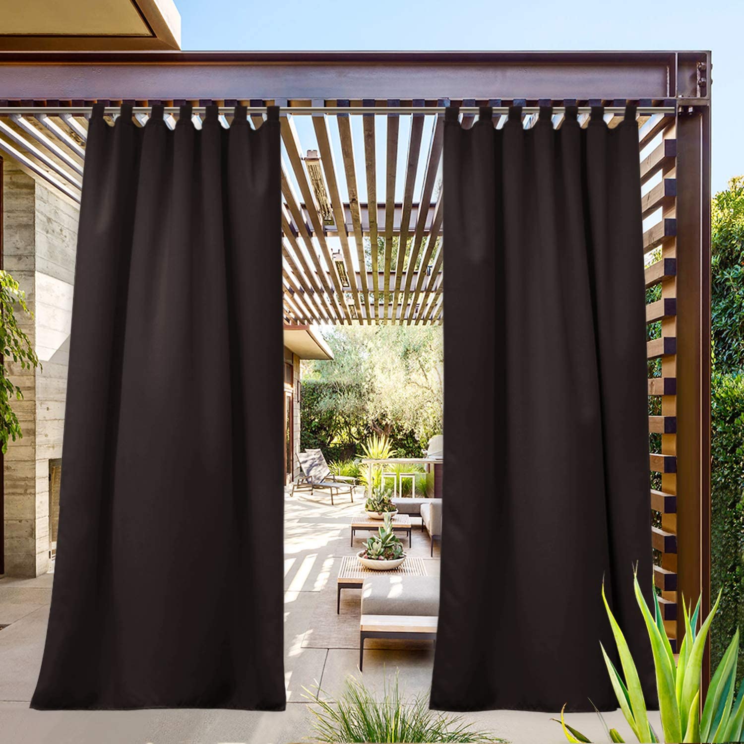1 Pc, 52 W x 108 L, Greyish White NICETOWN Waterproof Outdoor Curtains for Yard/Cabana Room Darkening Detachable Tab Top Window Treatments with Self-Stick 