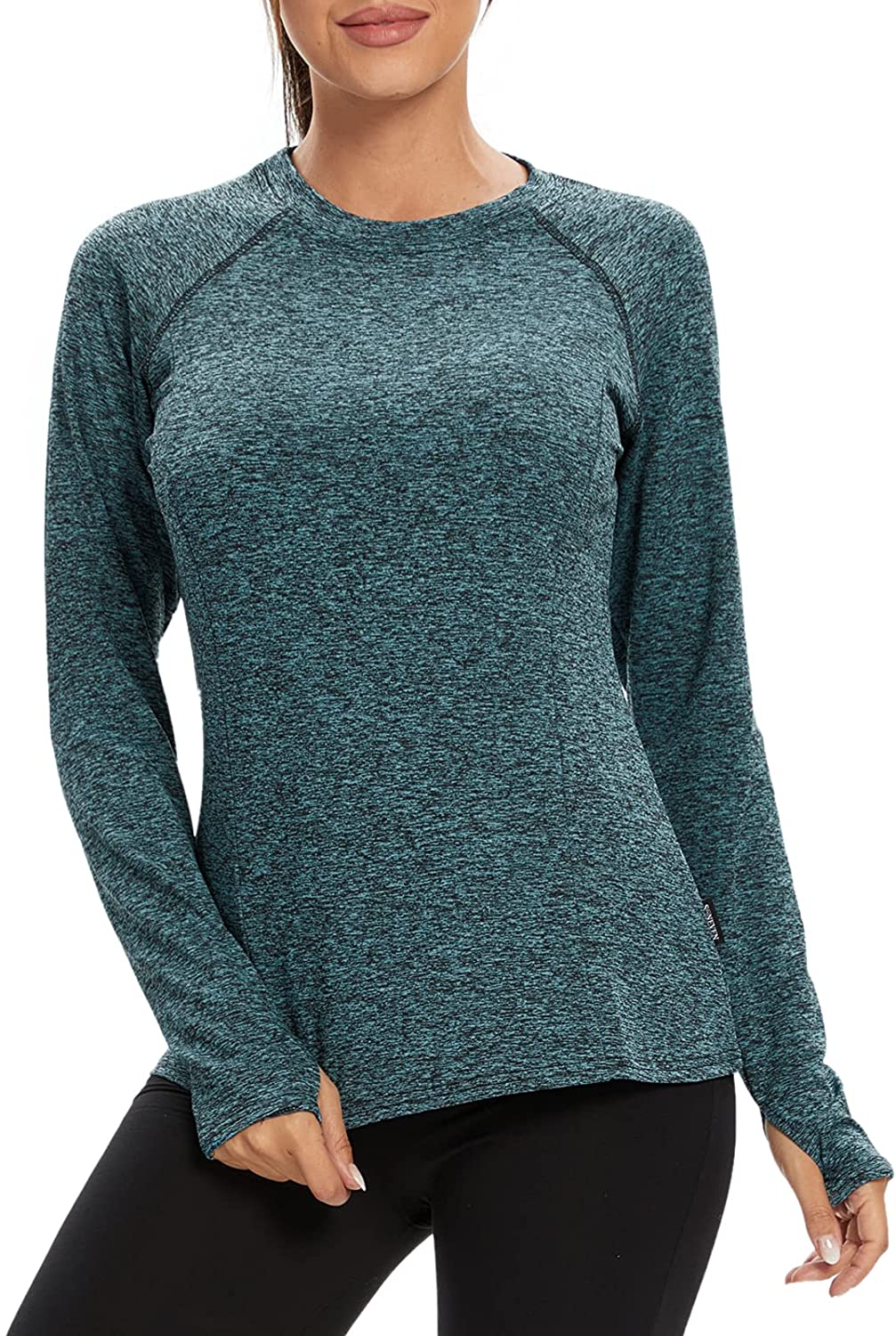 thumbnail 14  - Soneven Women Fleece Thermal Long Sleeve Running Shirt Workout Tops Moisture Wic