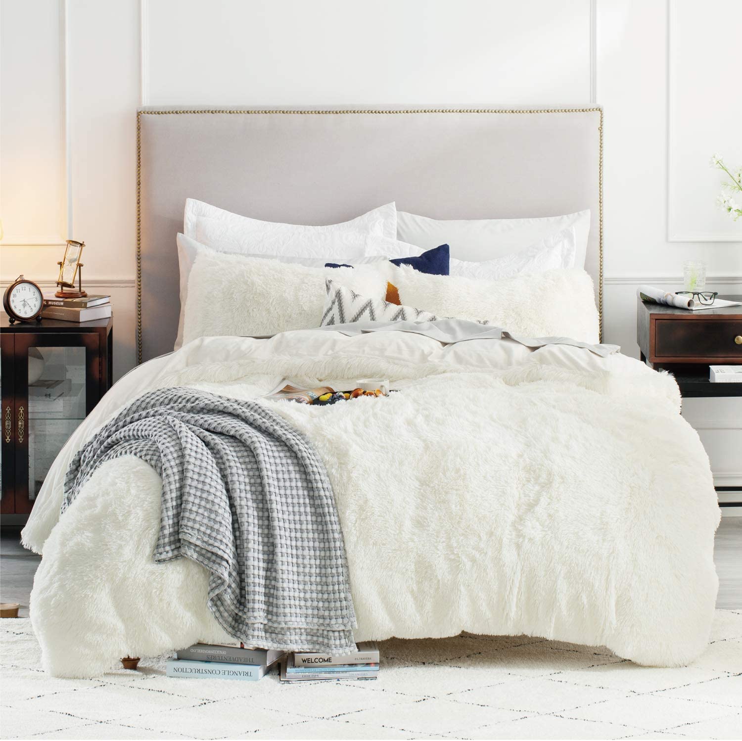 Bedsure Fluffy Duvet Cover Set Full/Queen Size (90x90 Inches) Luxury Ultra Sof eBay