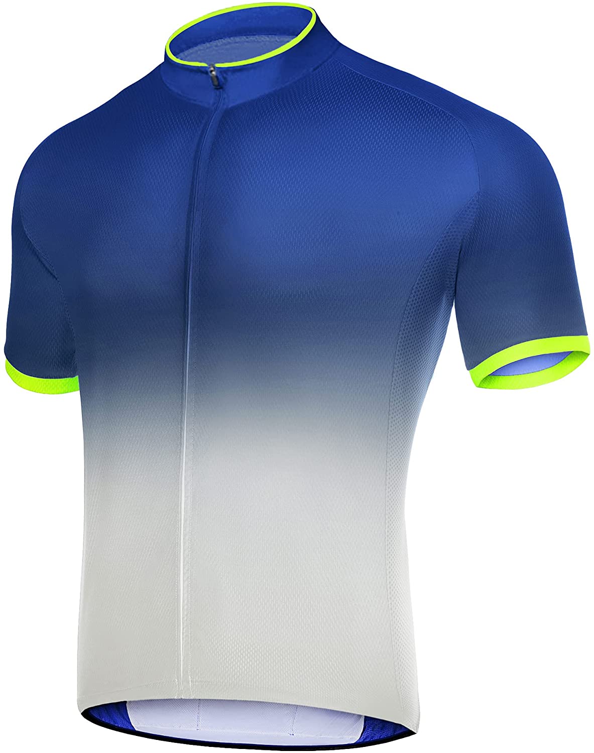 SWISSWELL Men's Cycling Jersey Gradient Color Bike Shirts Short Sleeve Full Zipper with 4 Rear Pockets 