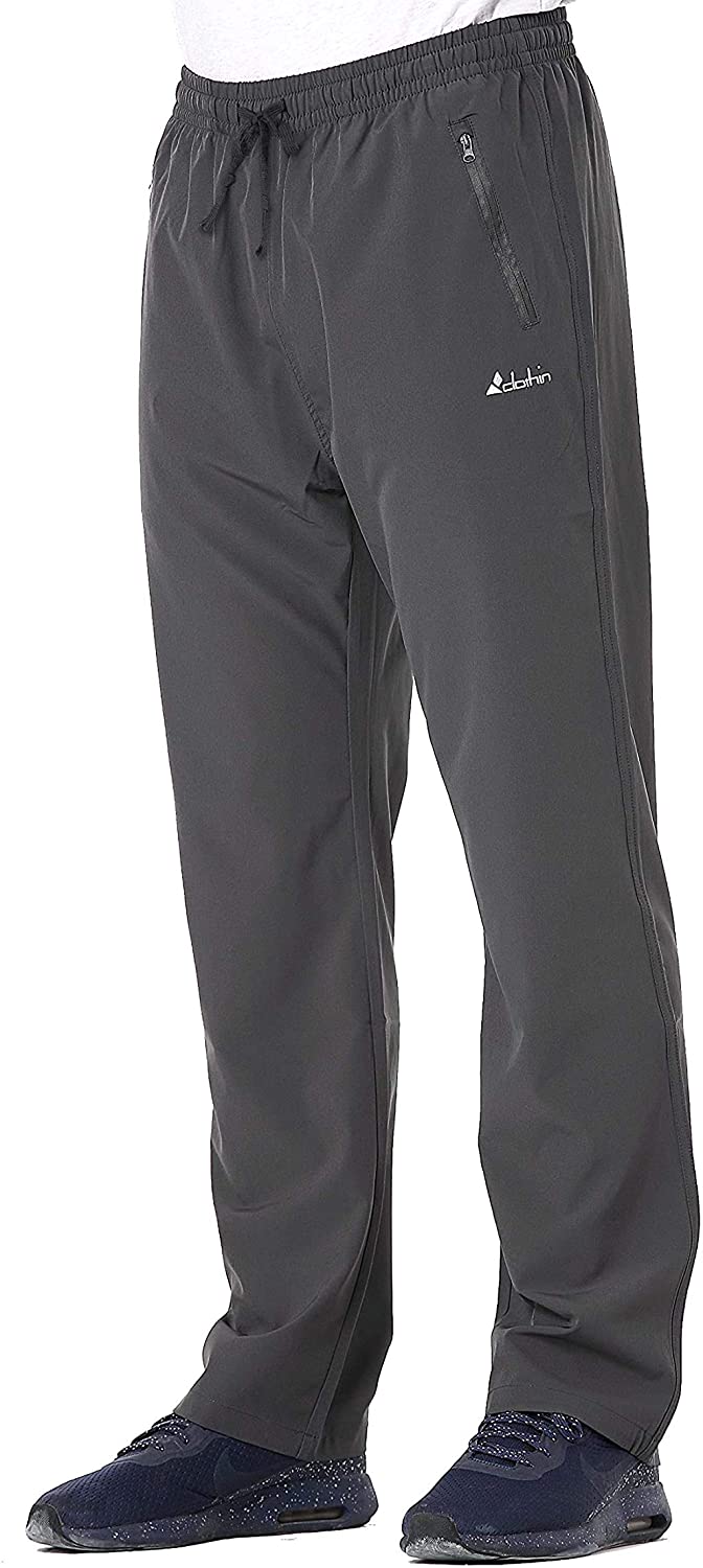 Clothin Mens Elastic-Waist Drawstring Pants for Sport Exercise Travel,Quick-Dry,Stretchy