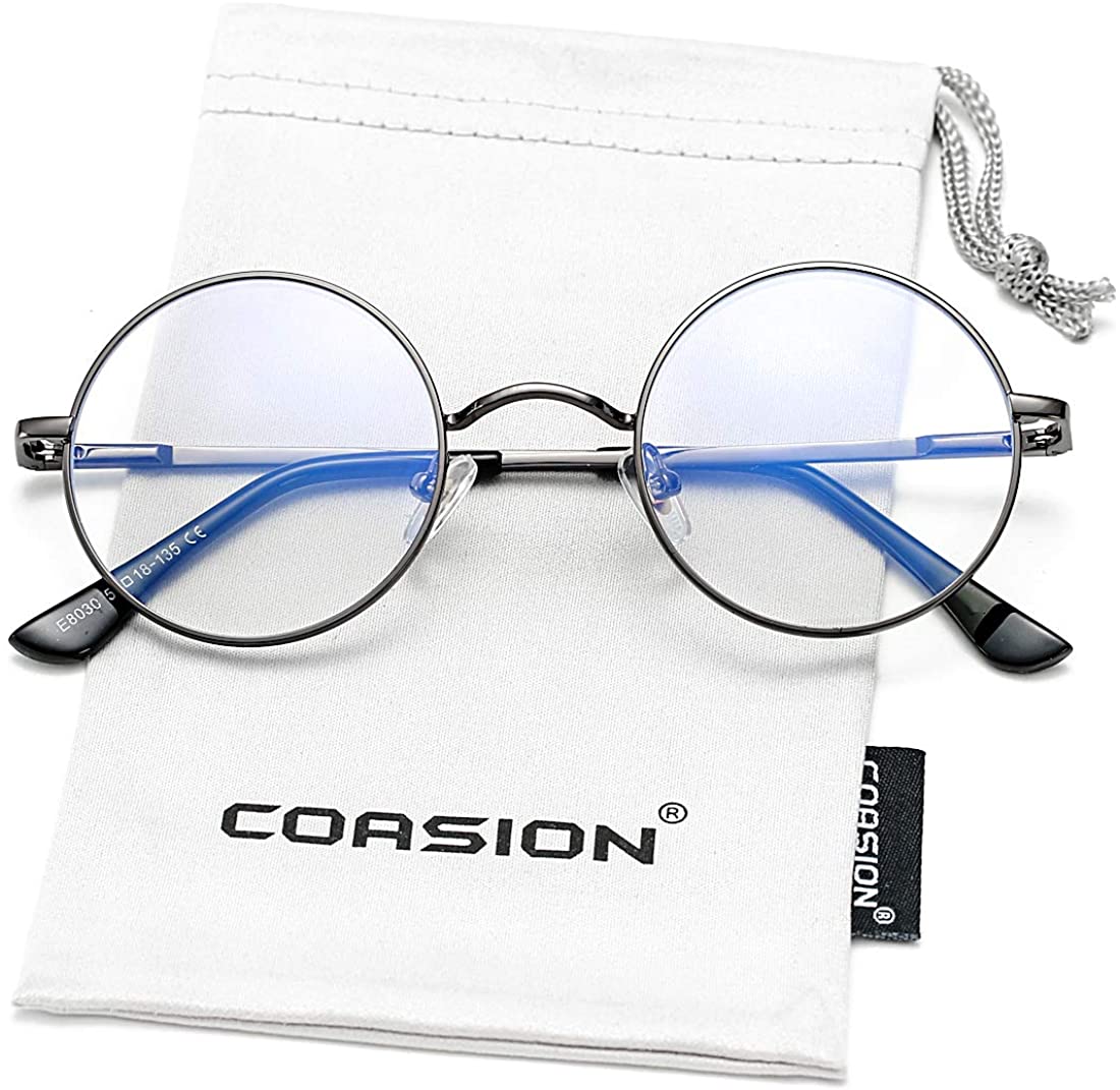 Coasion Vintage Small Round Blue Light Blocking Glasses Clear Lens Computer Gami Ebay