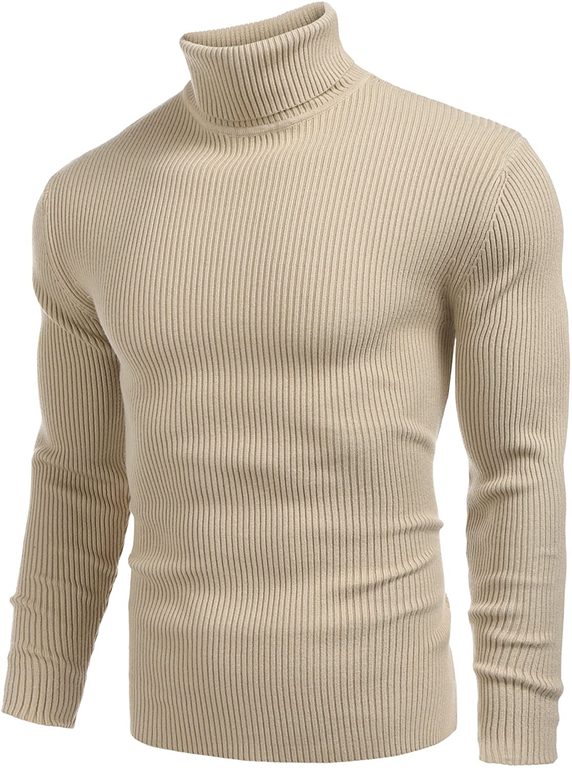 JINIDU Men's Thermal Ribbed Turtleneck Slim Fit Casual Knitted Pullover ...