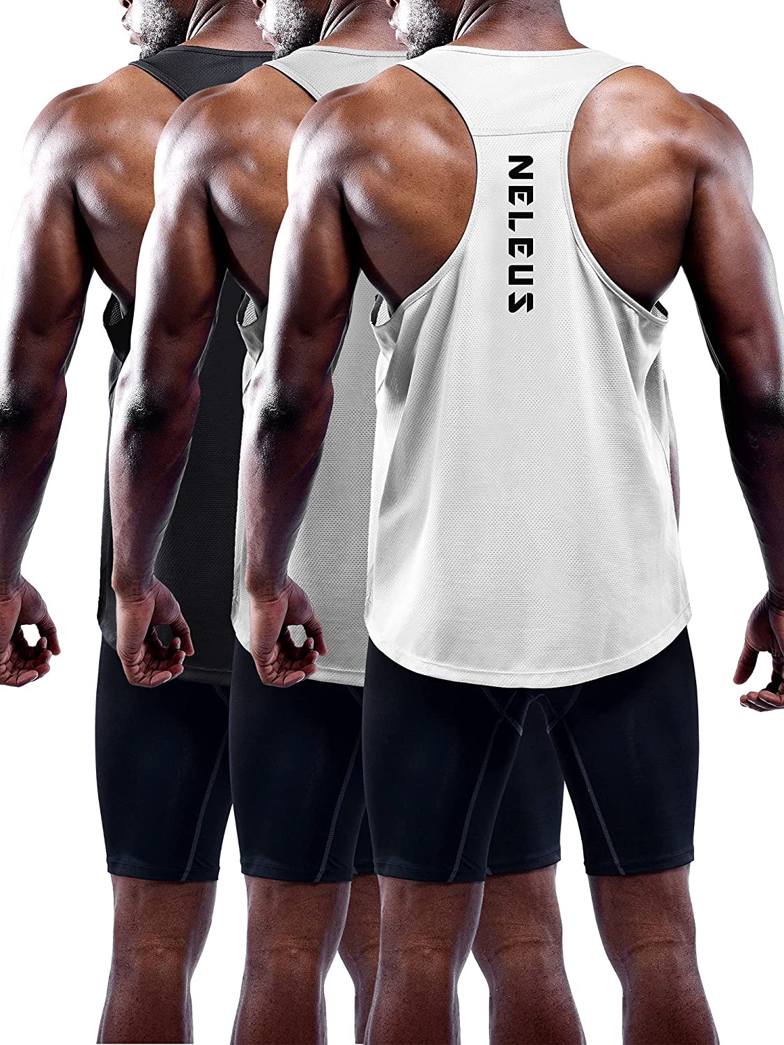 Neleus Men's 3 Pack Workout Running Tank Top Sleeveless Gym Athletic Shirts 