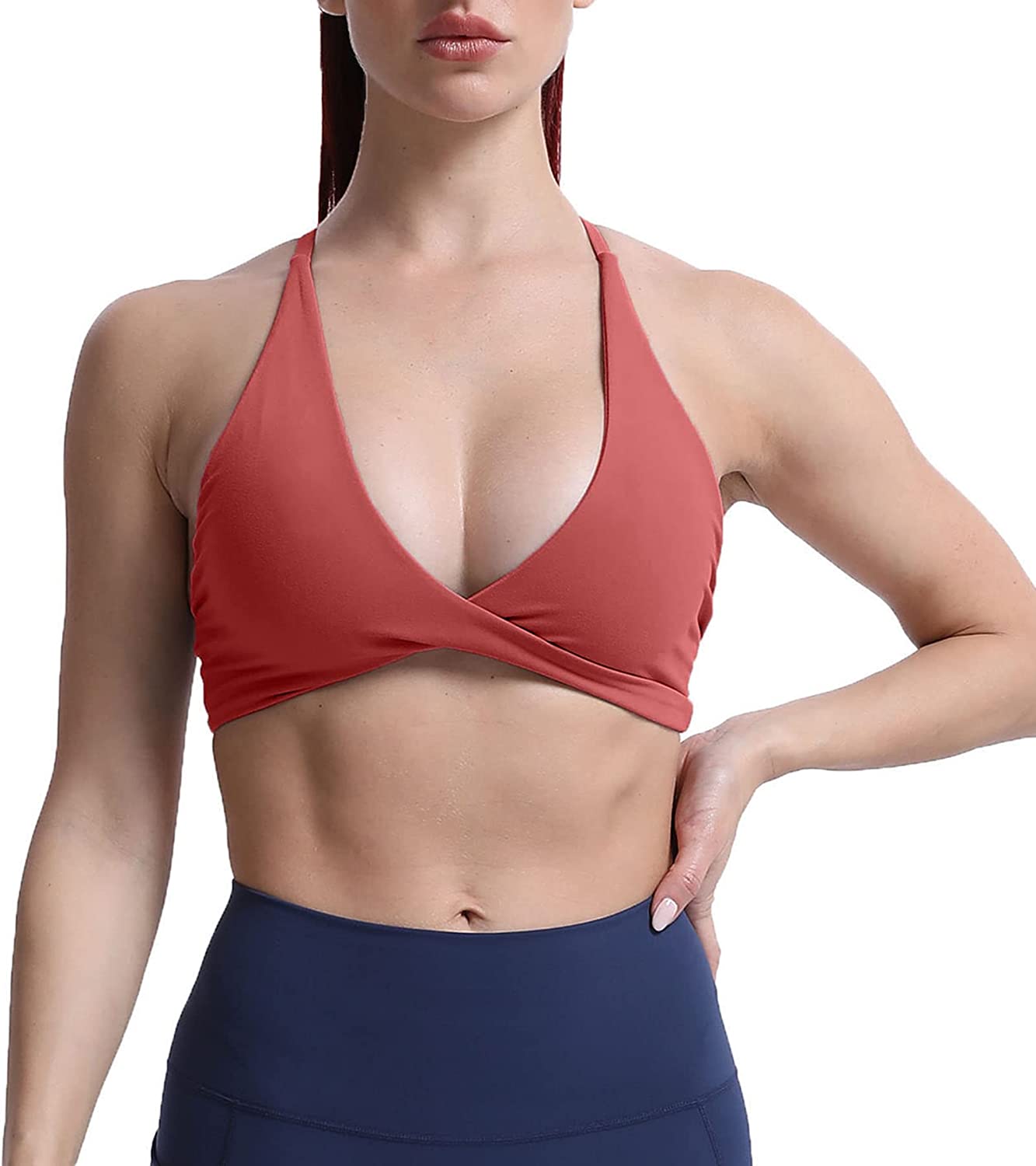 Sports Bras for Women Padded Backless Workout Tops Low Impact