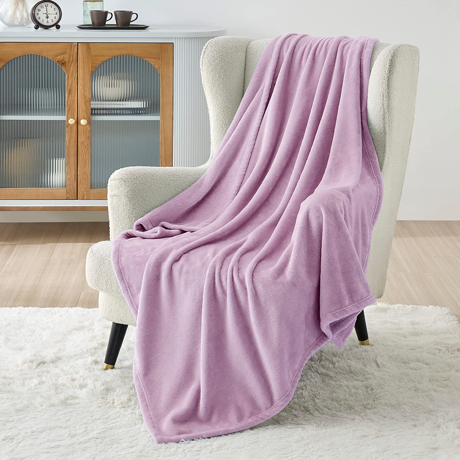 BEDSURE Fleece Throw Blanket for Couch Grey - Lightweight Plush Fuzzy Cozy  Soft