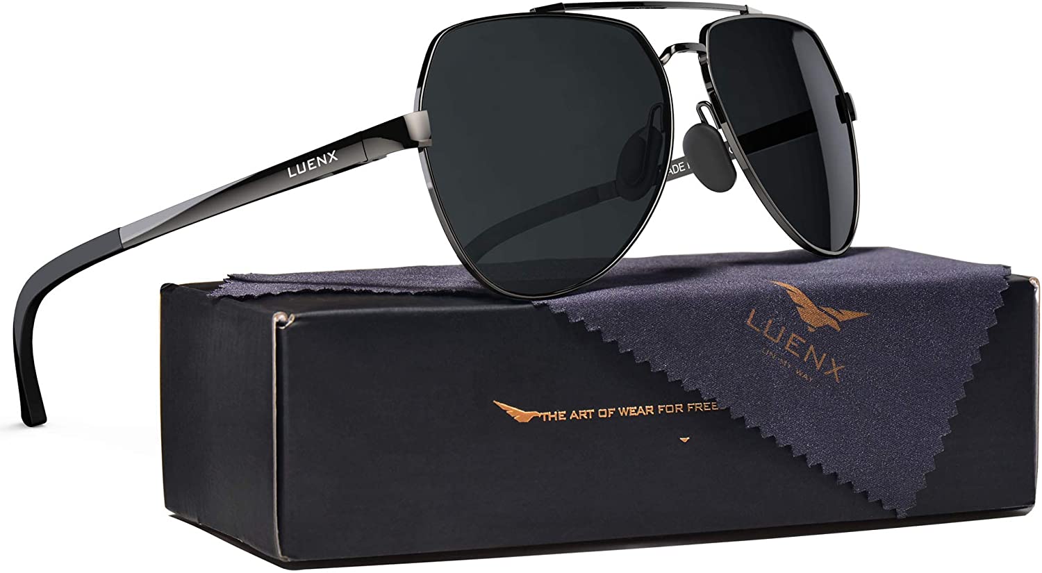 LUENX Men Aviator Sunglasses Polarized Women - UV 400 Protection shades