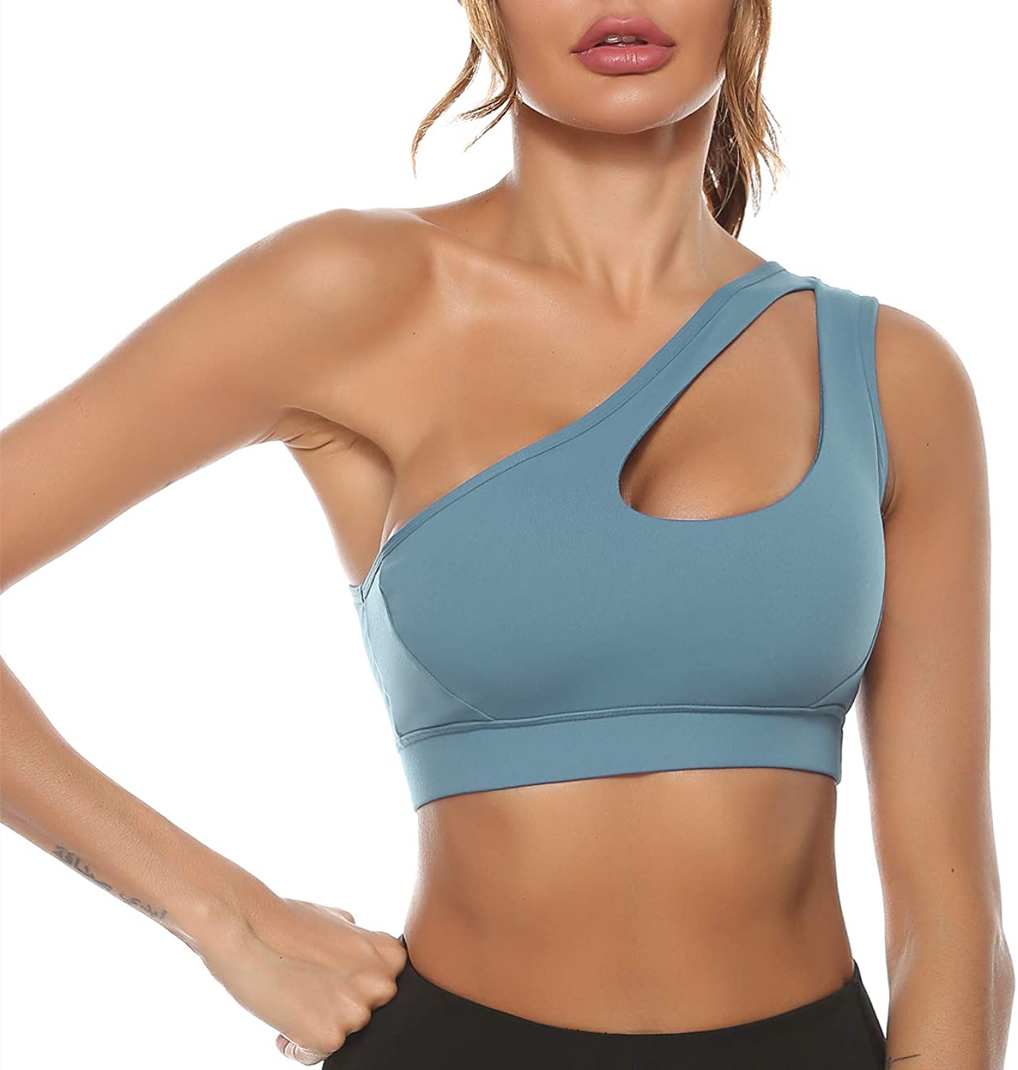Buy Sykooria Womens One Shoulder Sports Bras Workout Yoga Bra Sexy