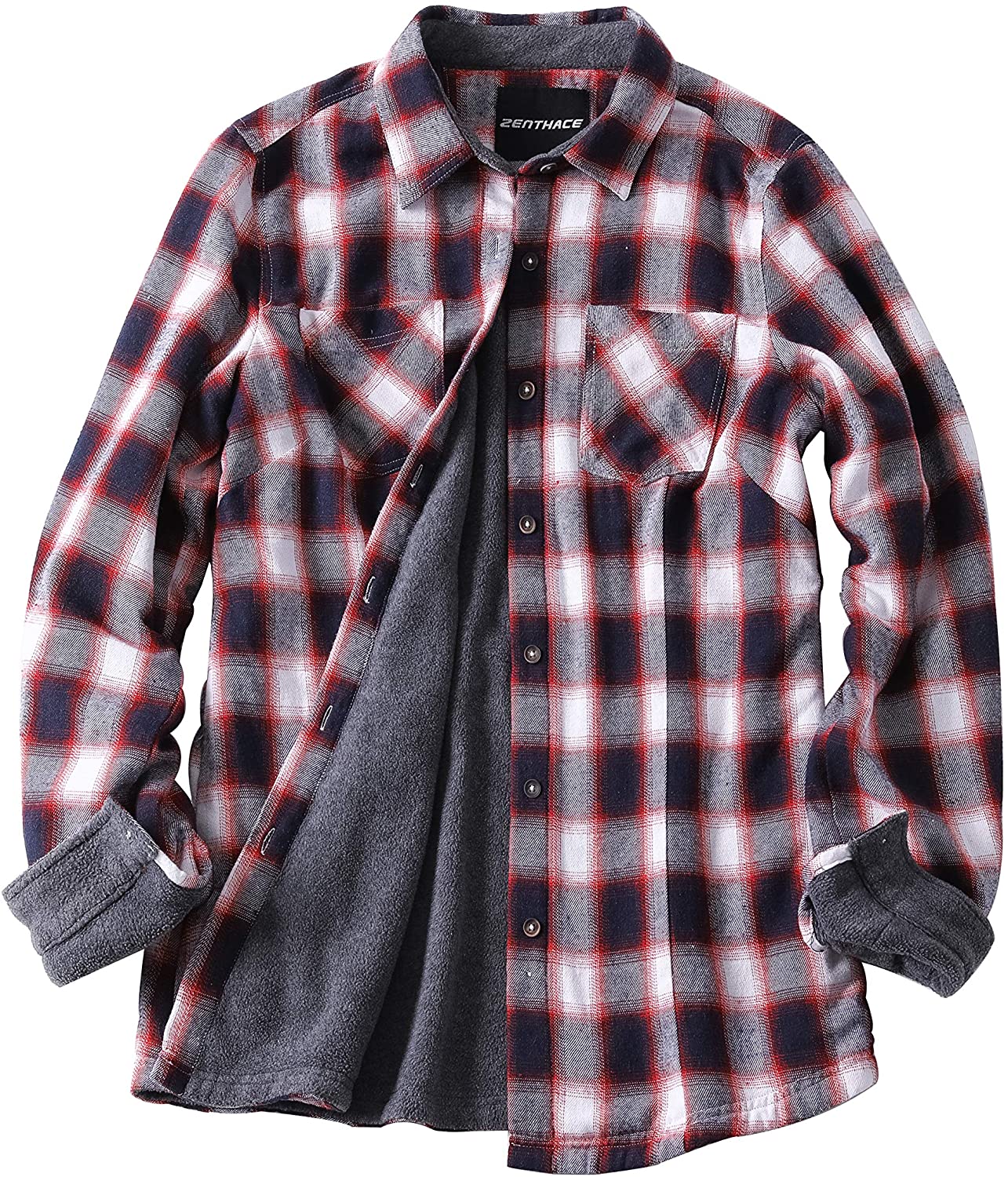 ZENTHACE Women's Thermal Fleece Lined Plaid Button Down Flannel Shirt  Jacket : : Clothing, Shoes & Accessories