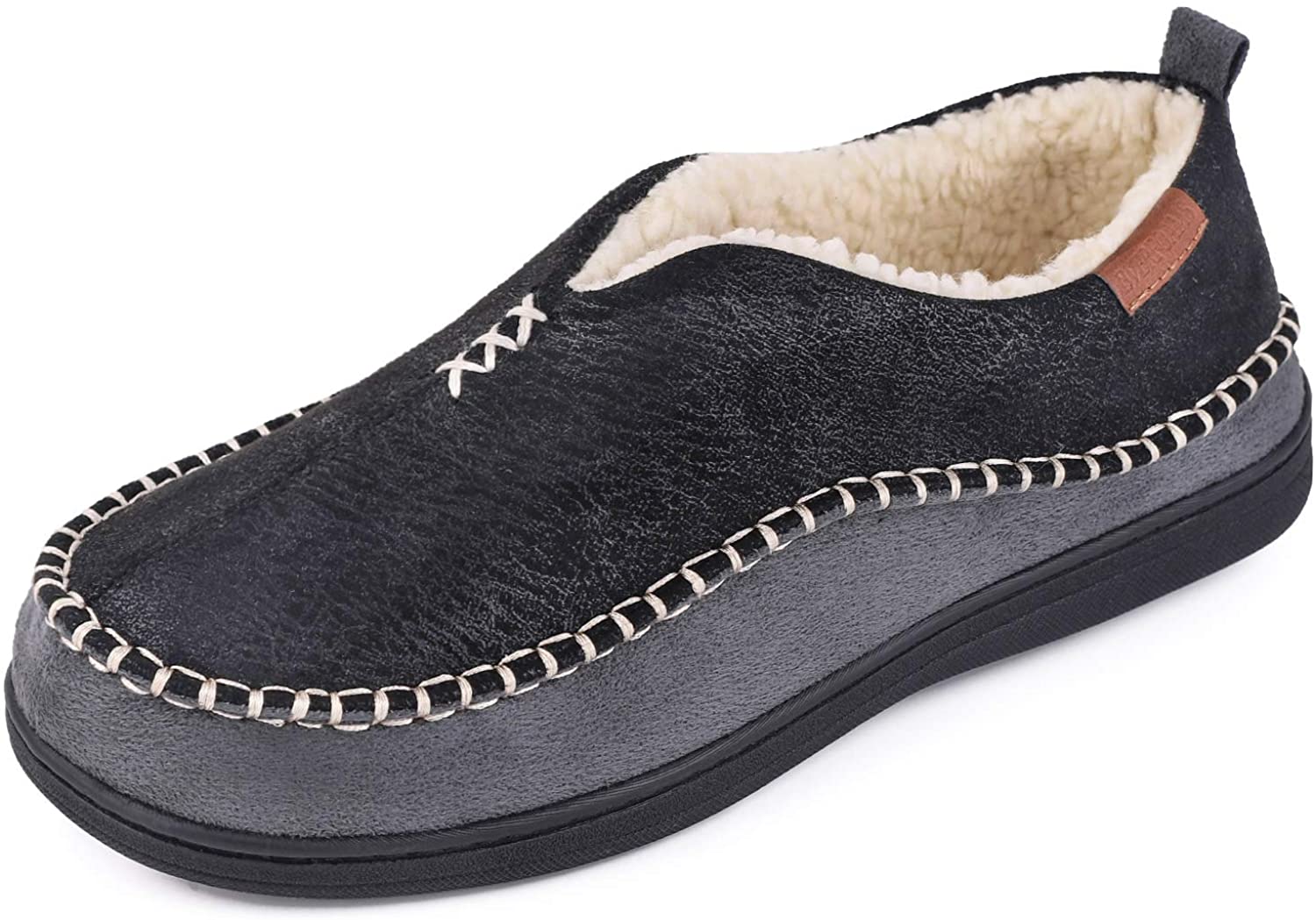 Mens Adults Memory Foam Cleated Sherpa Lined Faux Suede Slippers sizes 7-12 Gift 