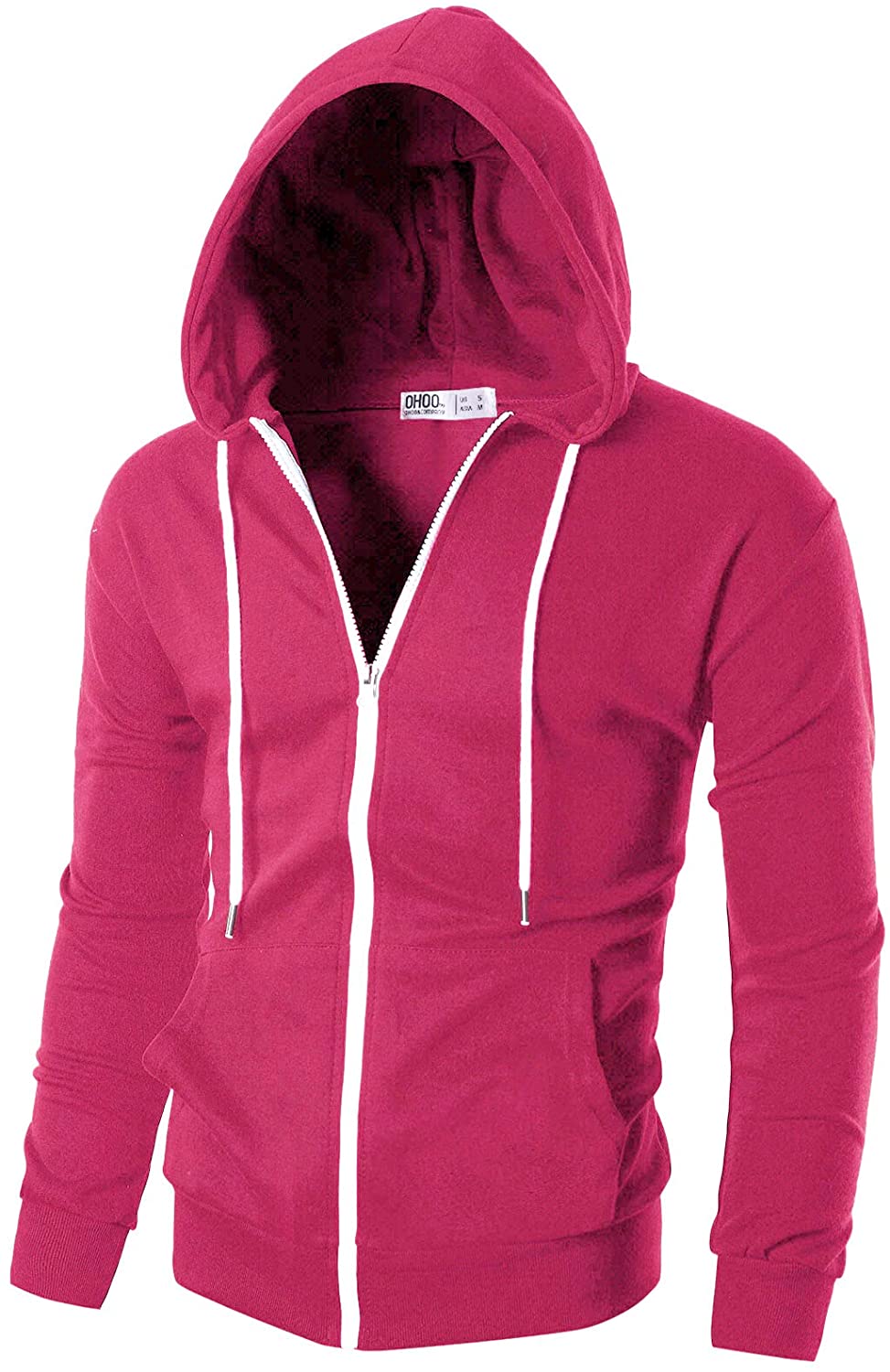 Ohoo Men's Slim Fit Water-Resistant Zip Up Hoodie Sweatshirt