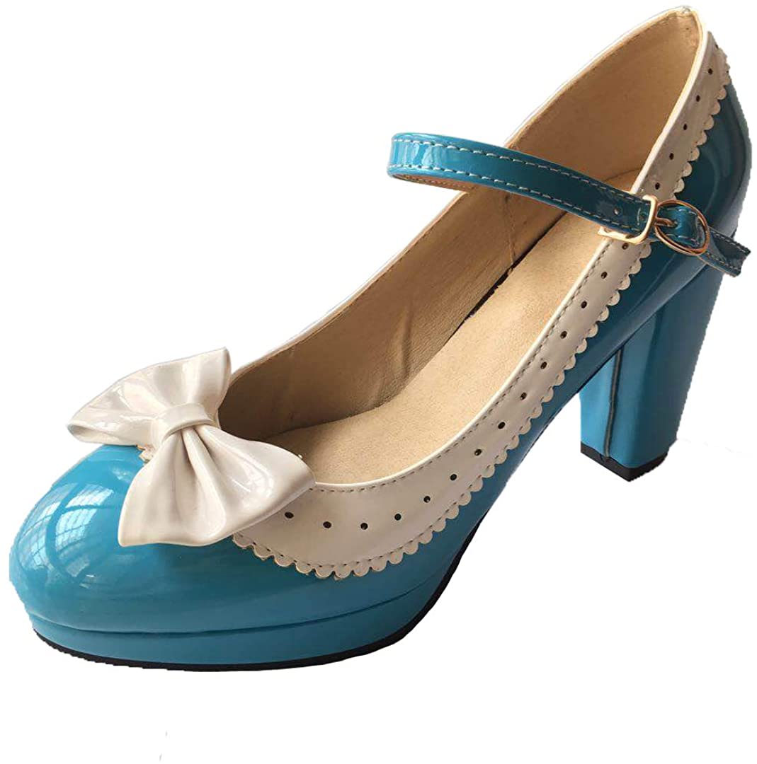 HILIB Woman's High Heel Lolita Shoes Cute Bowknot Mary Jane Shoes | eBay