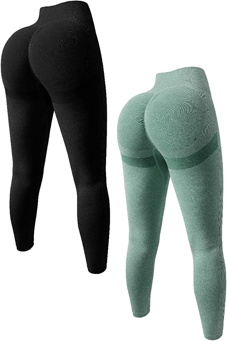 OQQ Women's 2 Piece High Waist Yoga Legging Butt Lifting Tummy Control  Ruched Booty Smile Workout Pant, Black,beige, Large : Buy Online at Best  Price in KSA - Souq is now 