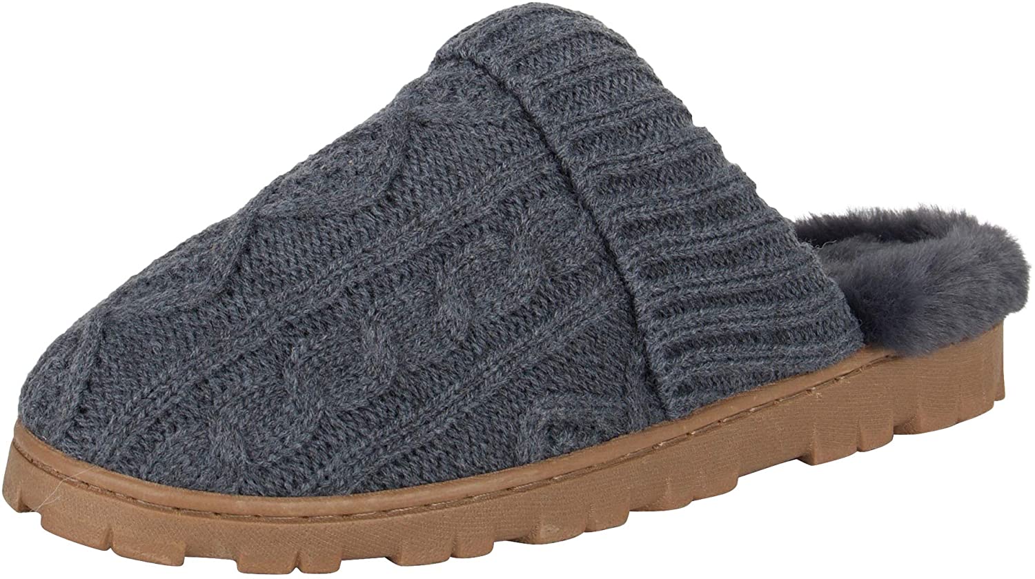 Jessica Simpson Womens Soft Cable Knit Slippers with Indoor/Outdoor Sole 