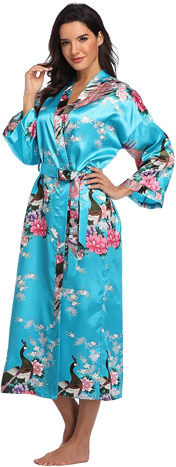 Details about   Mignon Cromwell Women's Long Floral Robe Bride Bridemaids Dressing Gown Silky 