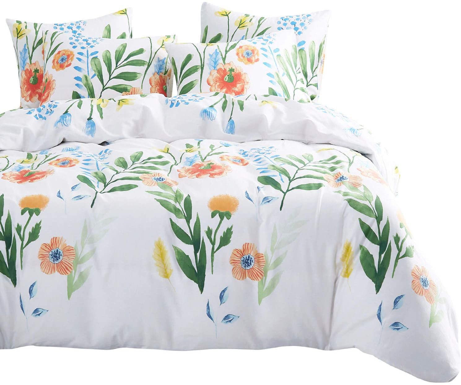 Floral Comforter Set Botanical Flowers Pattern Wake In Cloud 4 Pillow Cases 