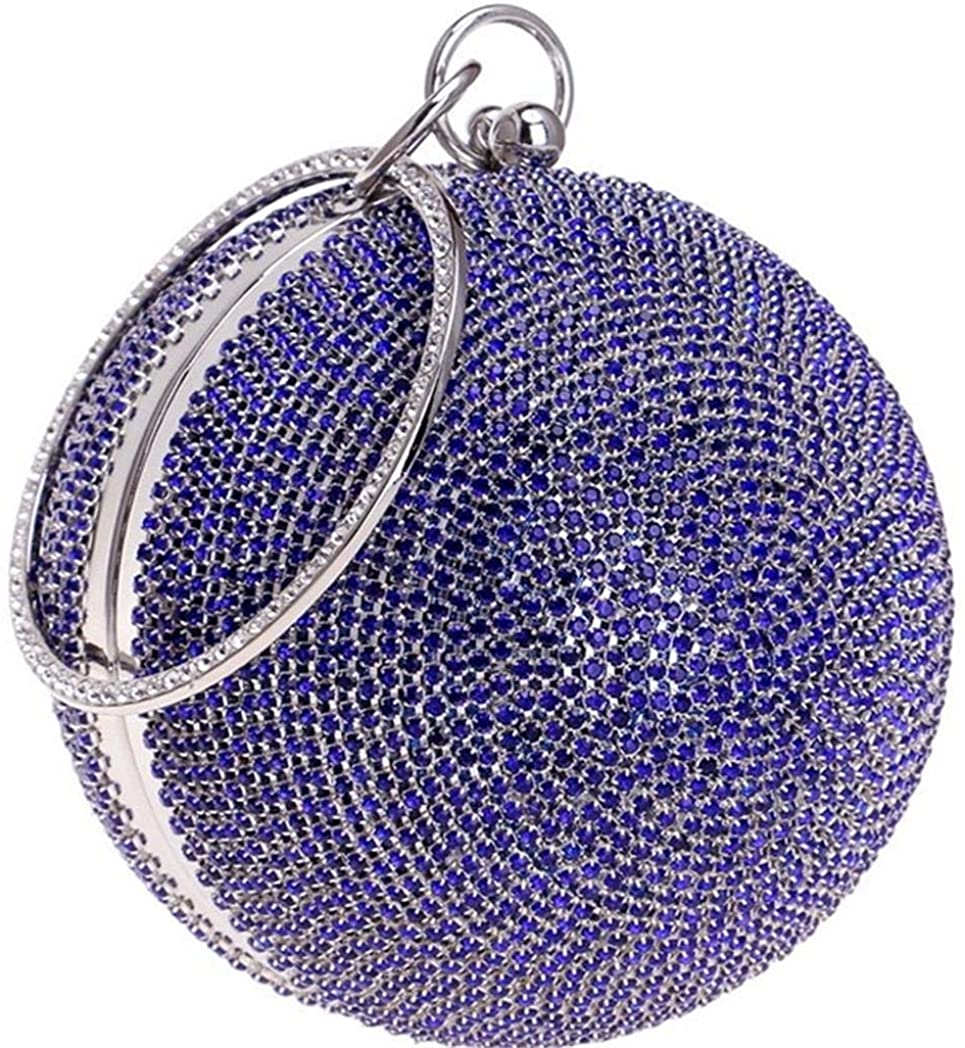 Tngan Ball Shape Clutch Purse Party Handbag Rhinestone Ring Handle Evening Bag 