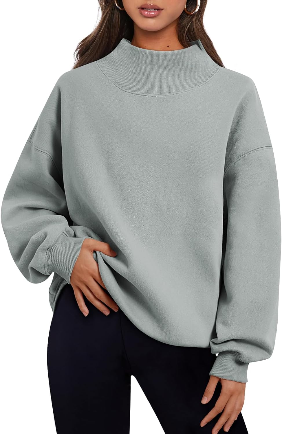 Trendy Queen Womens Oversized Sweatshirts Turtleneck Pullover Long