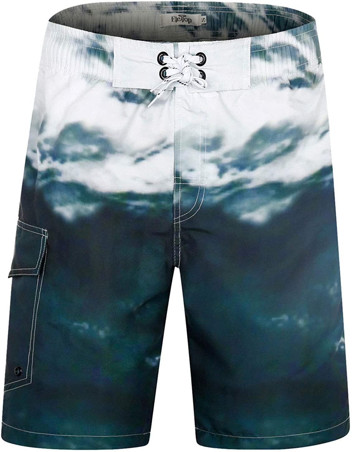 eletop Mens Swim Trunks Quick Dry Board Shorts Beach Holiday Swimwear Print Bathing Suit 