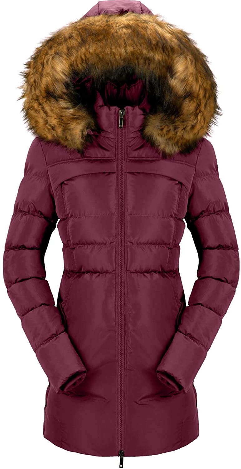 Cherfly Womens Hooded Warm Winter Thicken Fleece Lined Waterproof Windproof Jackets