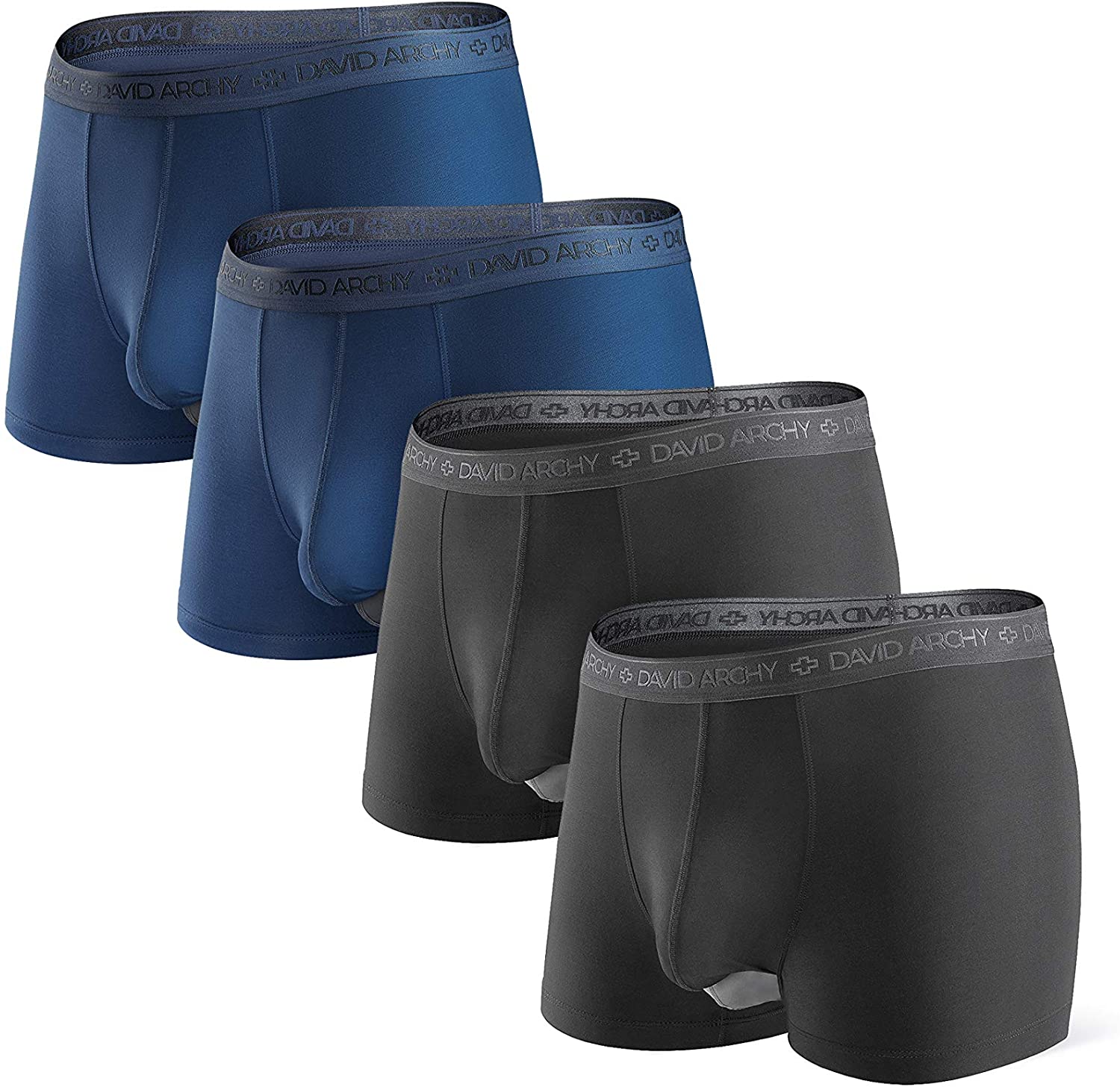 Akiihool Mens' Underwear Men's Dual Pouch Underwear Micro Modal Trunks  Separate Pouches with Fly (Grey,XXL)