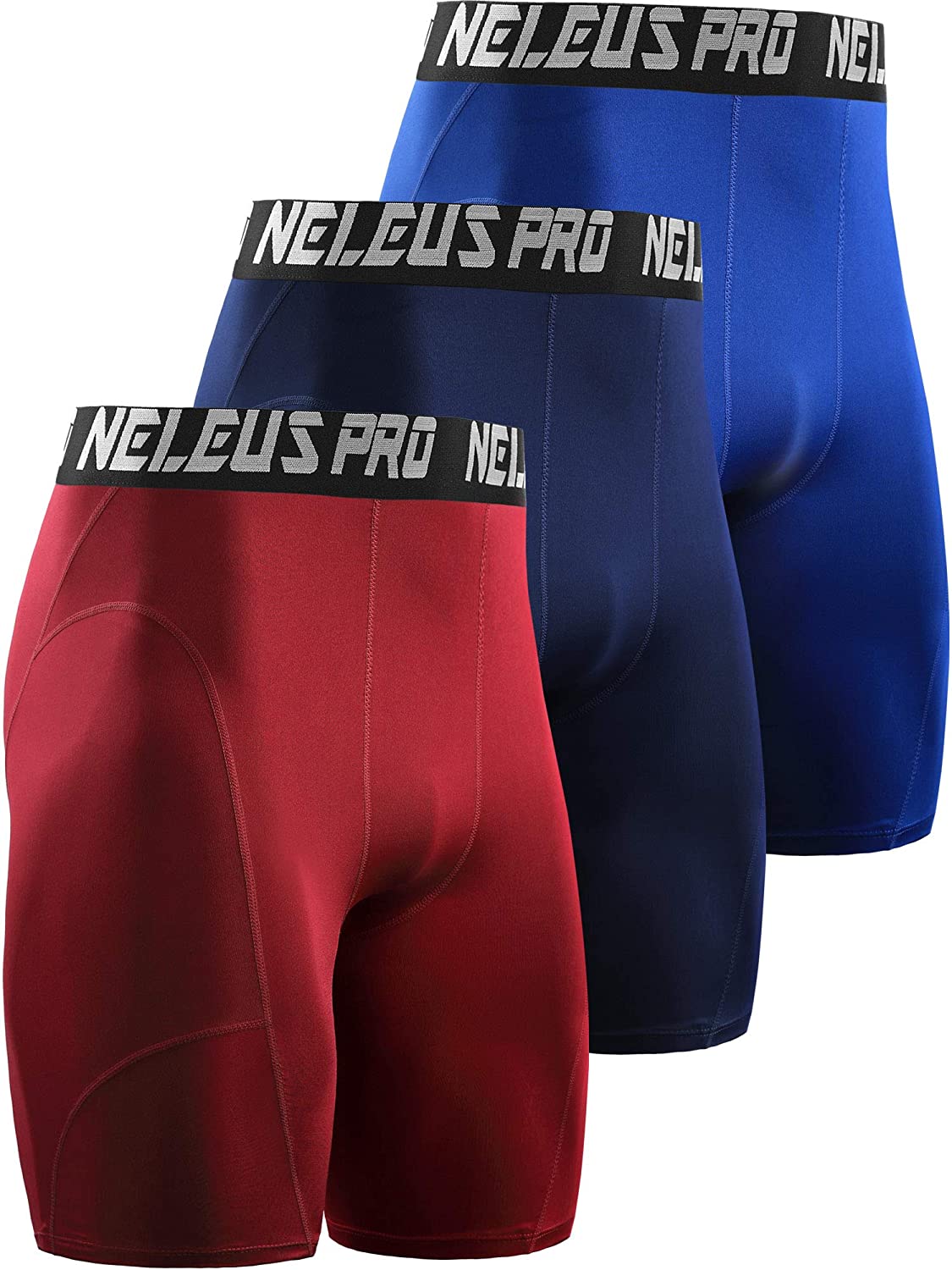 Neleus Mens 3 Pack Sport Compression Shorts