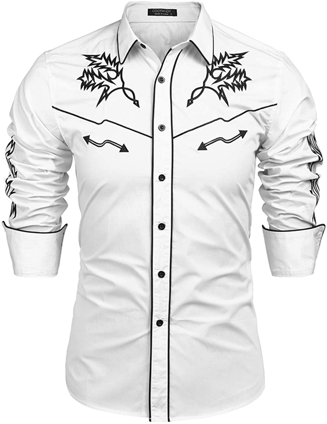 COOFANDY Men's Western Cowboy Shirt Casual Long Sleeve Button Down Cotton  Shirts at  Men’s Clothing store