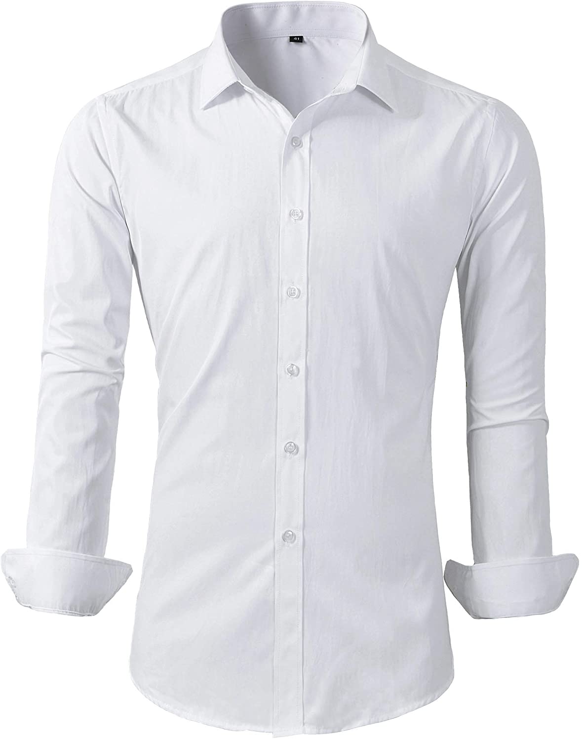 YIhujiuben Mens Basic Dress Shirt Slim Long Sleeves Plain Button Down Shirts