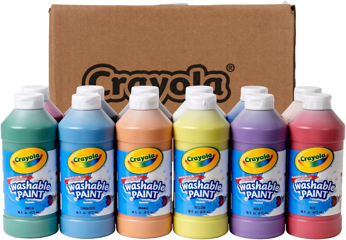 Crayola Washable Paint, 12 Count, Kids Non Toxic Paint Set, School