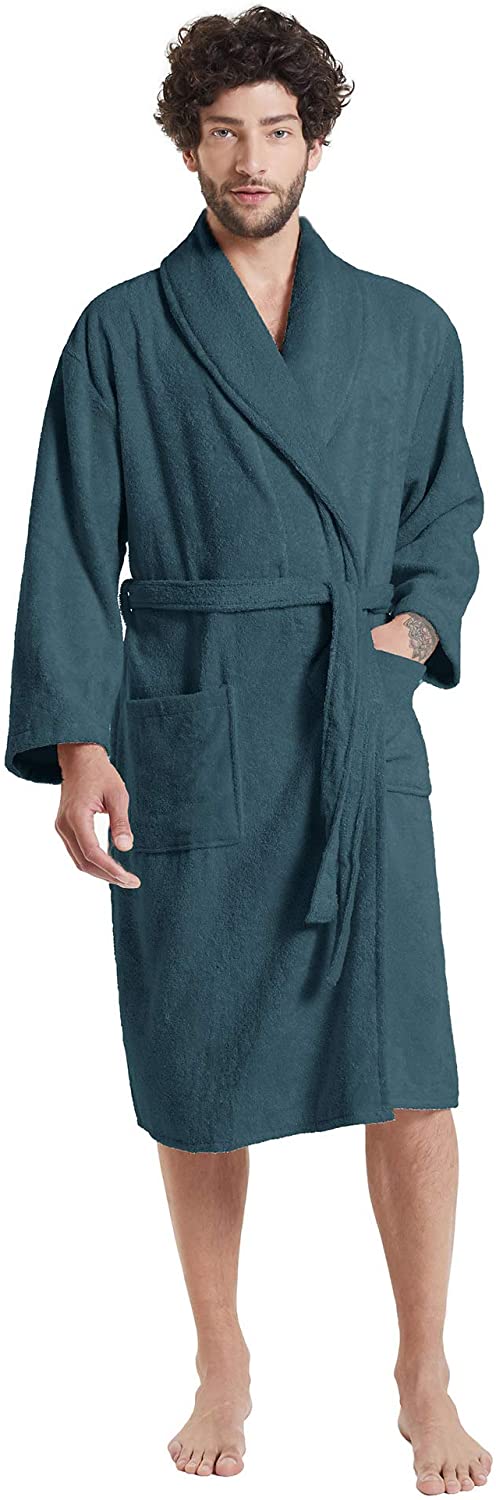 thumbnail 8  - SIORO Men&#039;s Robe Terry Cotton Bathrobe Shawl Collar Soft Shower Bath Robes Calf 